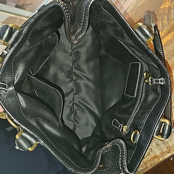 Coach Handbag Hampton Pebbled Leather Black Shoulder Bag - Picture 9 of 10